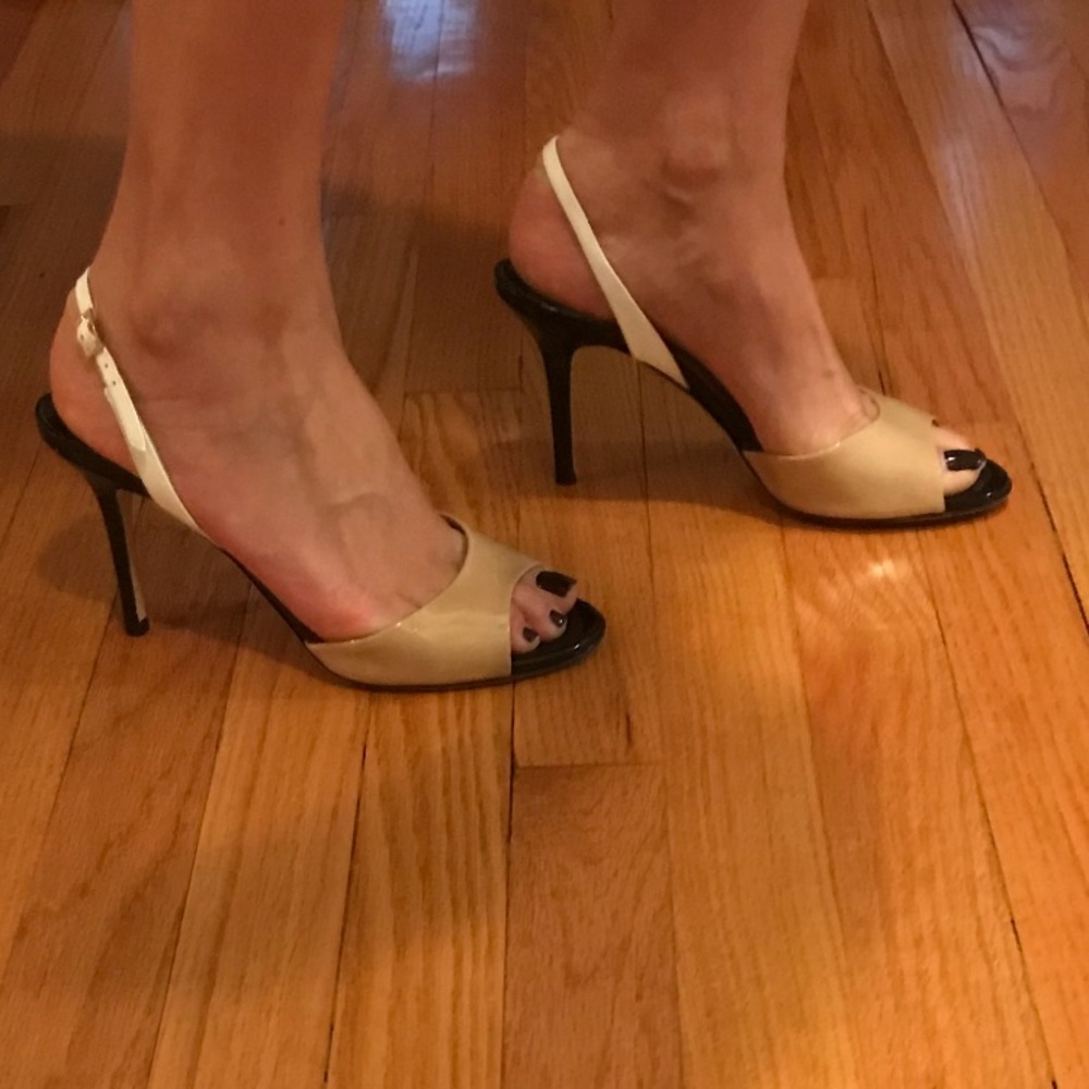 Jimmy Choo sandals beige black and white